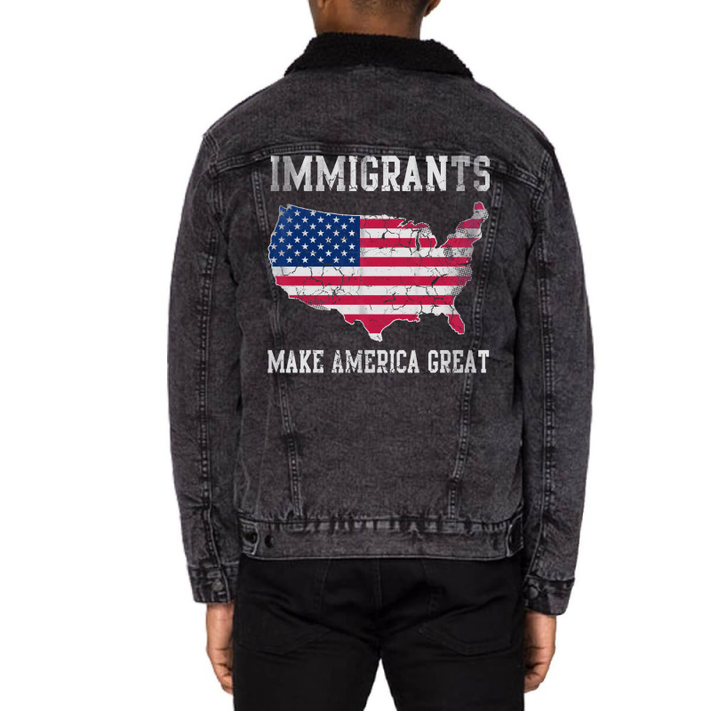 Immigrants Make America Great   Aesthetic Unisex Sherpa-lined Denim Jacket | Artistshot