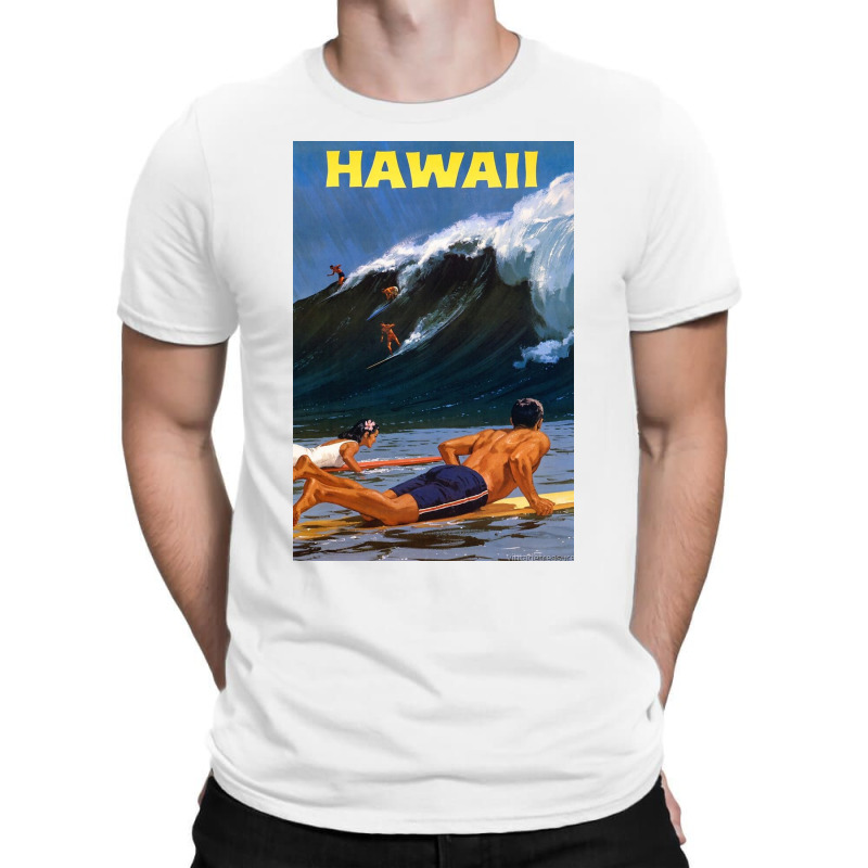 Hawaii Vintage Travel Poster Restored T-shirt | Artistshot