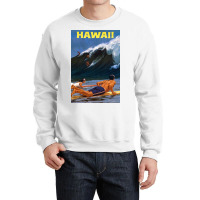 Hawaii Vintage Travel Poster Restored Crewneck Sweatshirt | Artistshot