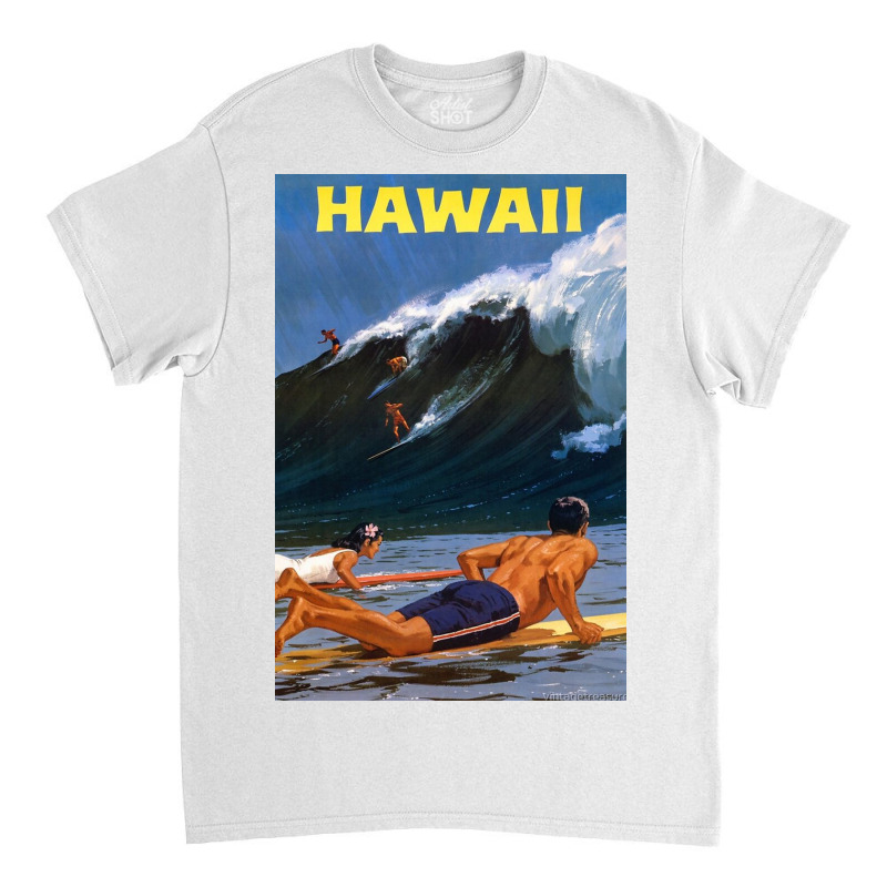 Hawaii Vintage Travel Poster Restored Classic T-shirt | Artistshot