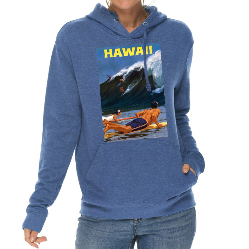 Hawaii Vintage Travel Poster Restored Lightweight Hoodie | Artistshot