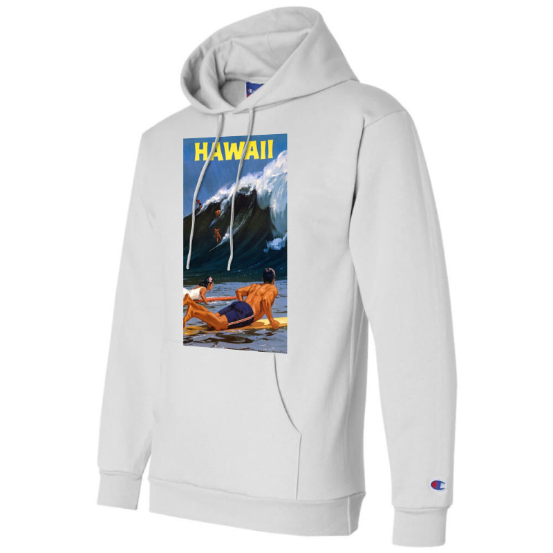 Hawaii Vintage Travel Poster Restored Champion Hoodie | Artistshot