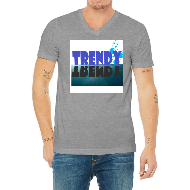 Trendy Poster Blue V-Neck Tee by sporewashory | Artistshot