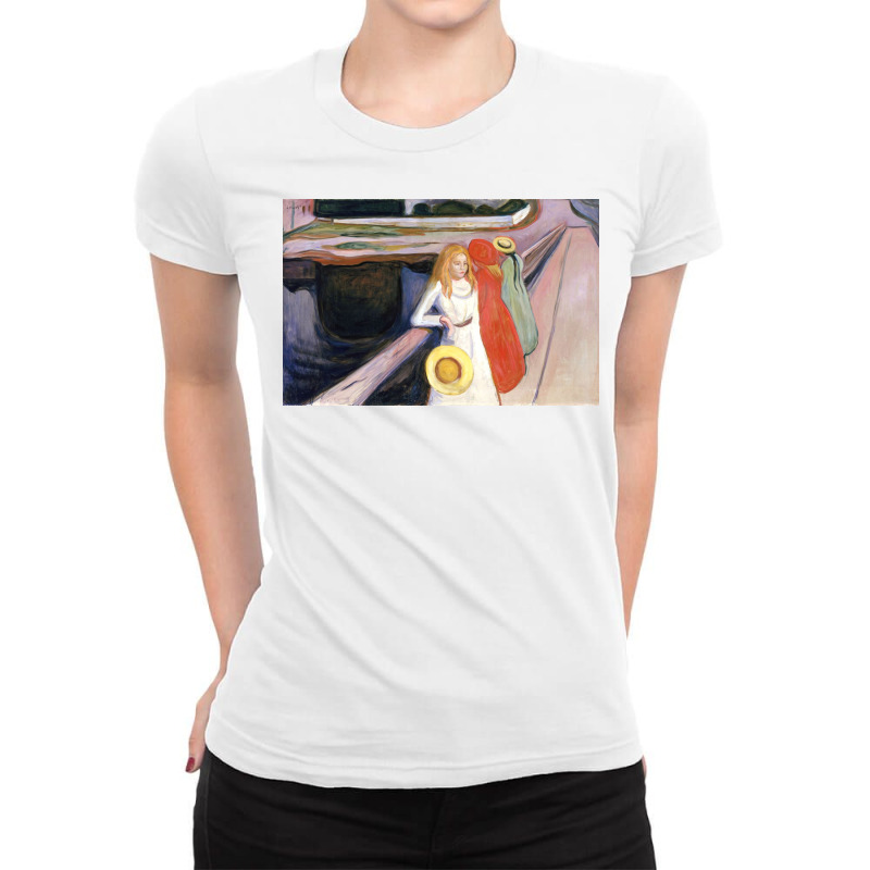 Edvards Girls On A Bridge 1900 Ladies Fitted T-Shirt by richardsjohn543 | Artistshot