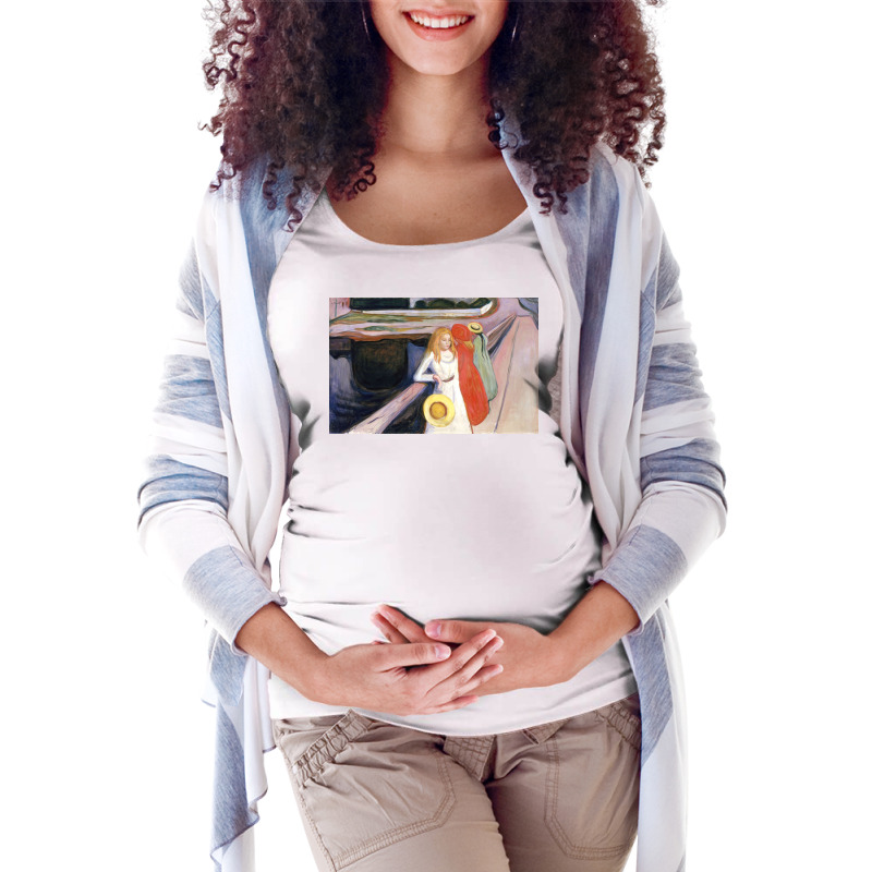 Edvards Girls On A Bridge 1900 Maternity Scoop Neck T-shirt by richardsjohn543 | Artistshot