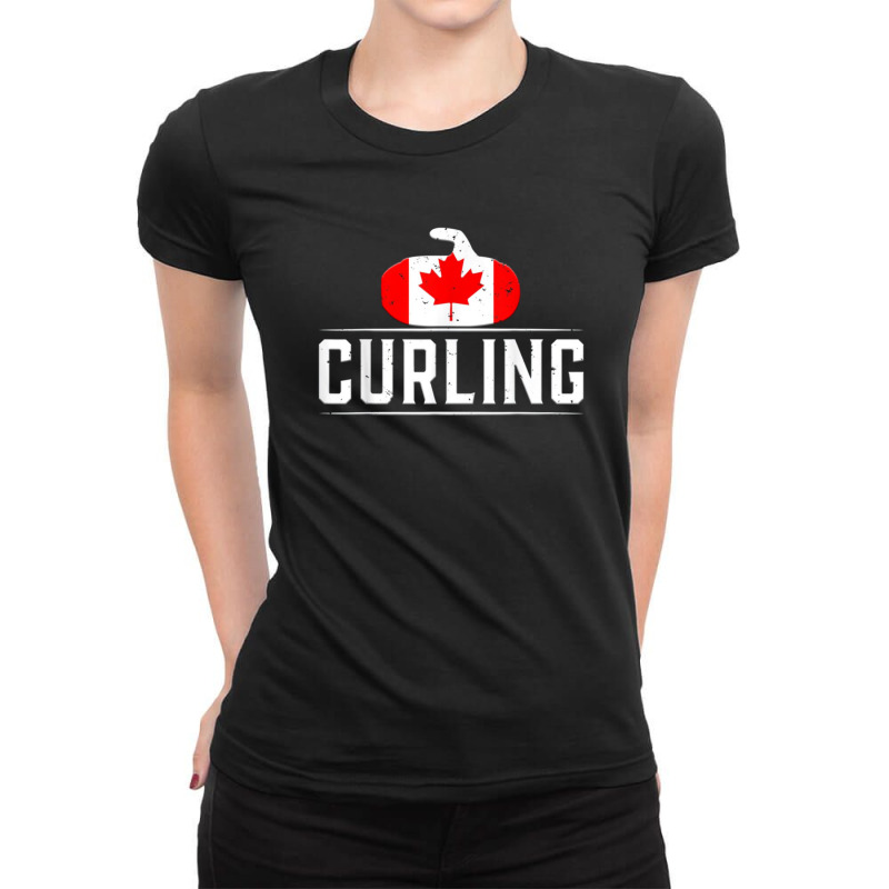 Curling Canada 1 Ladies Fitted T-Shirt by SparkleTzeremes | Artistshot