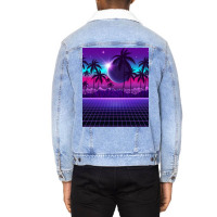 Twilight Retrowave Unisex Sherpa-lined Denim Jacket | Artistshot