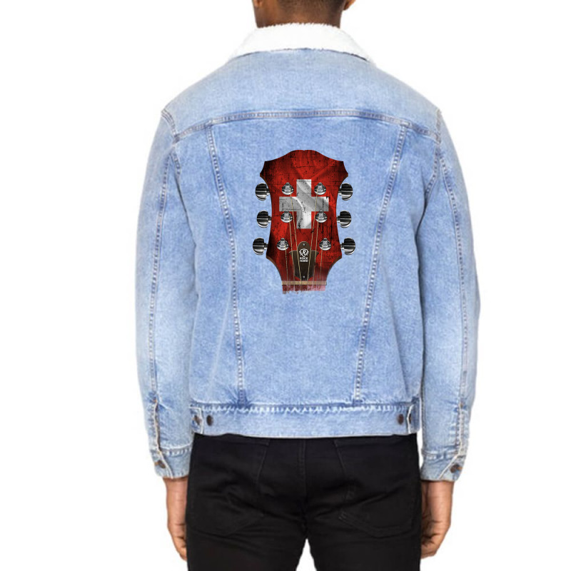 Guitar Headstock Switzerland 1 Unisex Sherpa-Lined Denim Jacket by CharlesZacharias | Artistshot