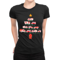 Firefighter Christmas Gifts T  Shirt Firefighter Christmas Tree Fire D Ladies Fitted T-shirt | Artistshot