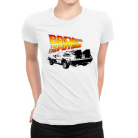 Back To The Future Delorean Stencil Fan Art Ladies Fitted T-shirt | Artistshot