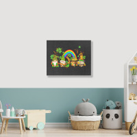 St Patricks Gnomes With Rainbow Landscape Canvas Print | Artistshot