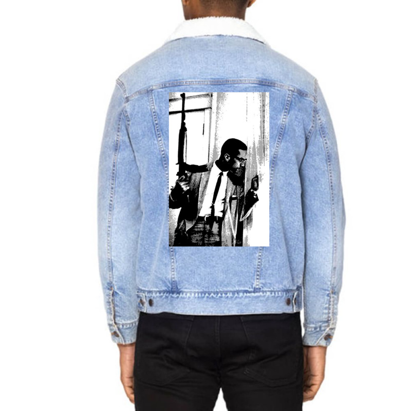 The Malcolm X Black Heritage Artwork Unisex Sherpa-Lined Denim Jacket by SamAlexanderMcnutt | Artistshot