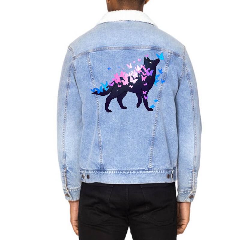 Transgender Pride Galaxy Wolf (requested) Unisex Sherpa-Lined Denim Jacket by muingalivera | Artistshot