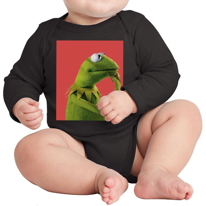 Pondering Kermit Long Sleeve Baby Bodysuit | Artistshot