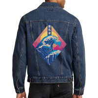 Vaporwave Japanese Wave Men Denim Jacket | Artistshot