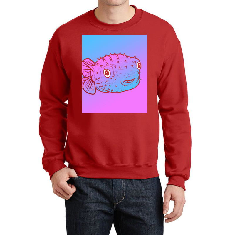 Vaporwave Puffer Fish Aesthetic Pastel Goth Blowfish Crewneck Sweatshirt by buddoxhardoe | Artistshot