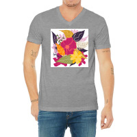 Modern Big Floral Composition Illustration Color Trend By Girly Trend V-neck Tee | Artistshot