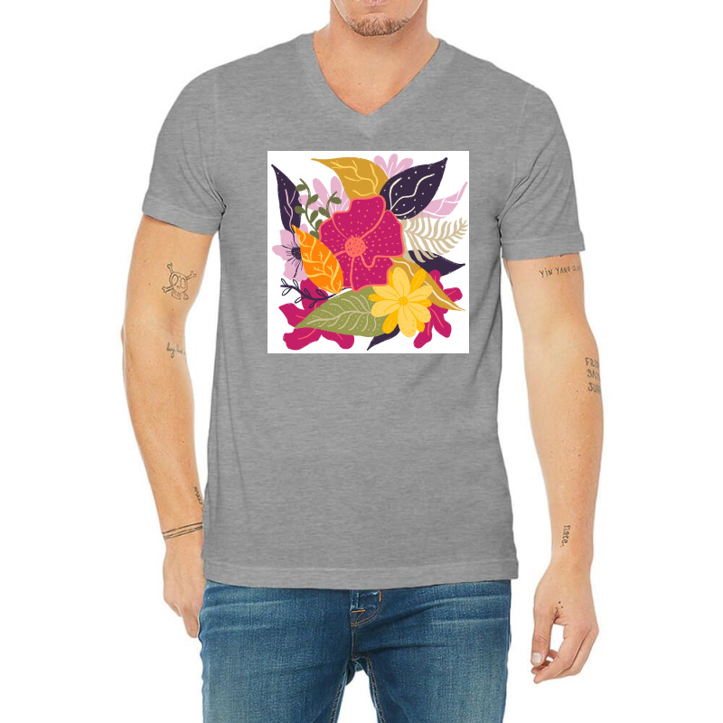 Modern Big Floral Composition Illustration Color Trend By Girly Trend V-neck Tee | Artistshot