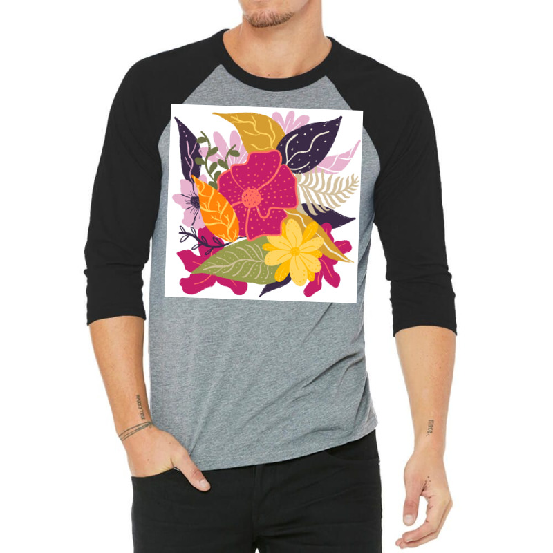 Modern Big Floral Composition Illustration Color Trend By Girly Trend 3/4 Sleeve Shirt | Artistshot