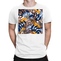 Trend Pattern With Blue Yellow Leaves Plants Poster Nature T-shirt | Artistshot