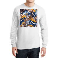 Trend Pattern With Blue Yellow Leaves Plants Poster Nature Long Sleeve Shirts | Artistshot