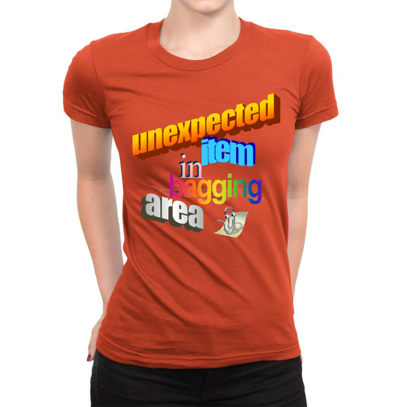 Unexpected Item In Bagging Area Wordart Ladies Fitted T-Shirt by hazrolmagedea | Artistshot