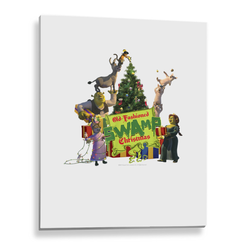 Shrek Group Shot Old Fashioned Swap Christmas Text Poster T Shirt Metal Print Vertical | Artistshot