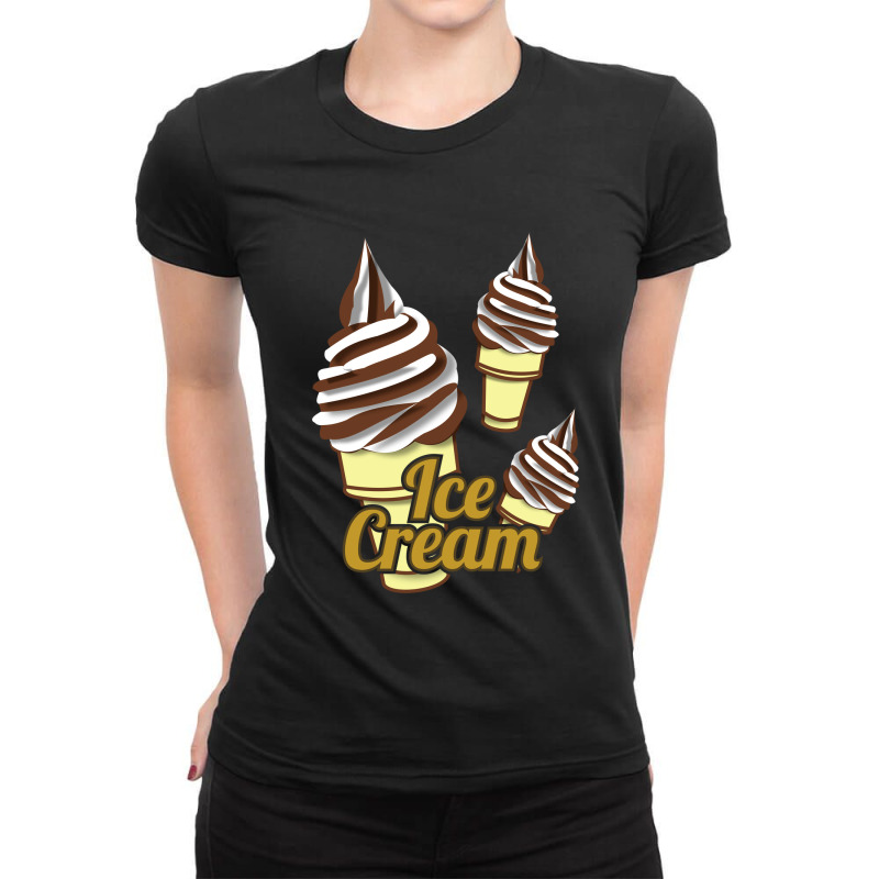 Ice Cream Chocolatte Vanilla Cone Ladies Fitted T-Shirt by ririnai | Artistshot