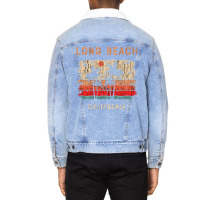 Long Beach California Summer Beach Sunset Retro Unisex Sherpa-lined Denim Jacket | Artistshot