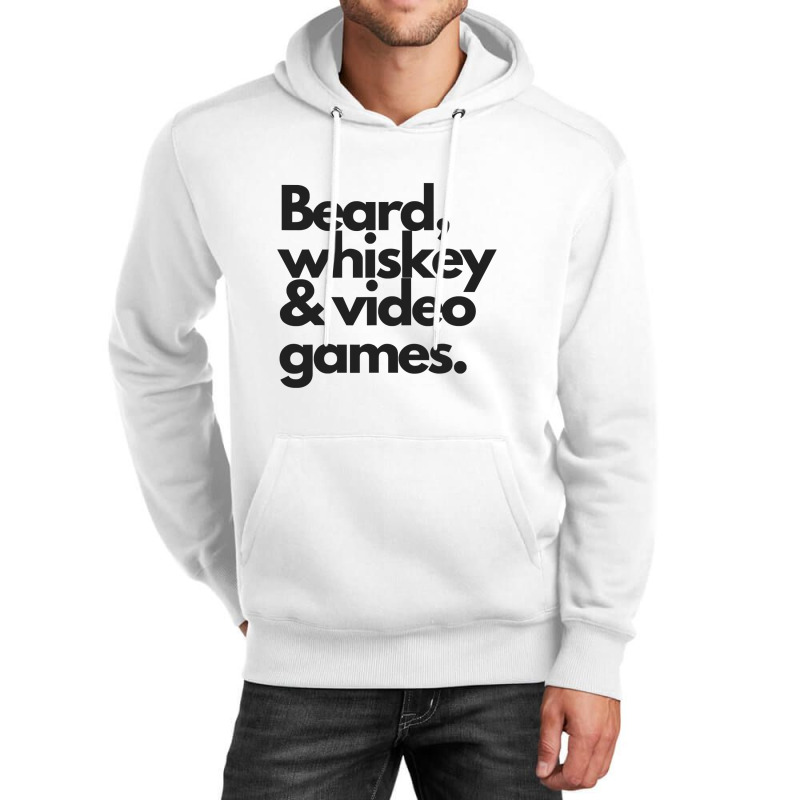 Beard, Whiskey   Video Games  Manly Whiskey Drinker Unisex Hoodie | Artistshot