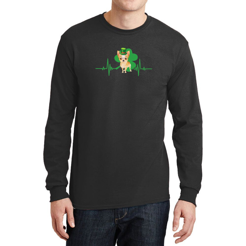 Chihuahua Dog Heartbeat Leprechaun Shamrock St Patricks Day Long Sleeve Shirts | Artistshot