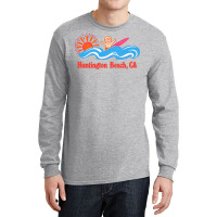 Huntington Beach, Ca   Original Retro Style Surf Beach Design Long Sleeve Shirts | Artistshot