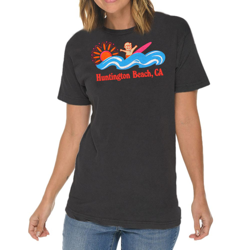 Huntington Beach, Ca   Original Retro Style Surf Beach Design Vintage T-shirt | Artistshot