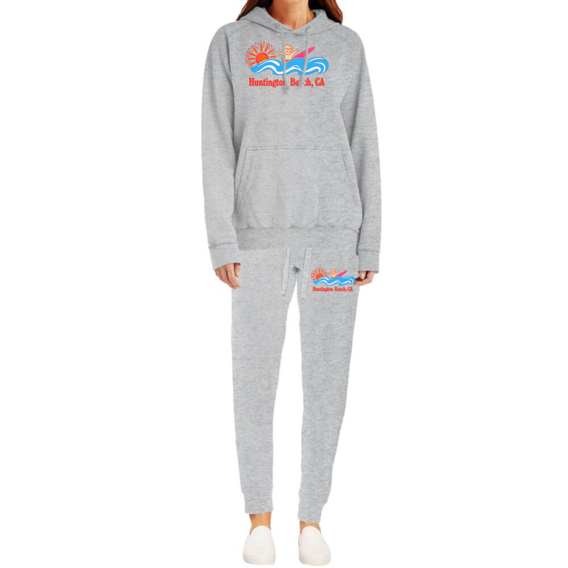 Huntington Beach, Ca   Original Retro Style Surf Beach Design Hoodie & Jogger Set | Artistshot