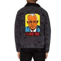 I Like Ike   Vintage Style Eisenhower Graphic Unisex Sherpa-lined Denim Jacket | Artistshot