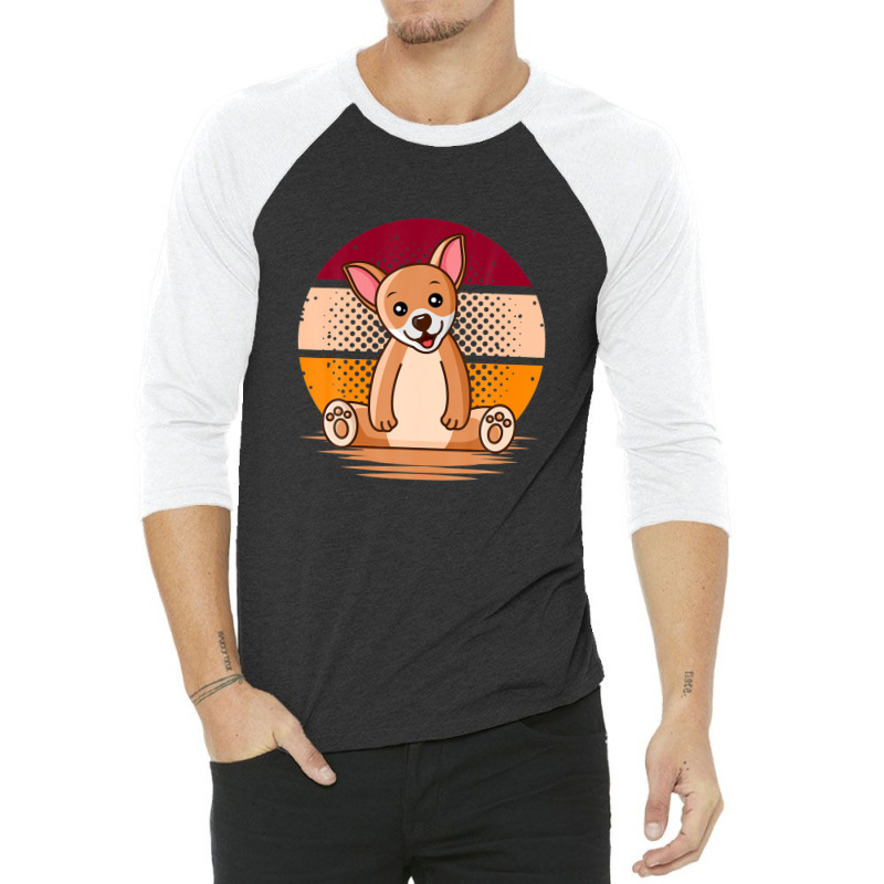 Chihuahua Dog Retro Halftone Sunset 3/4 Sleeve Shirt | Artistshot