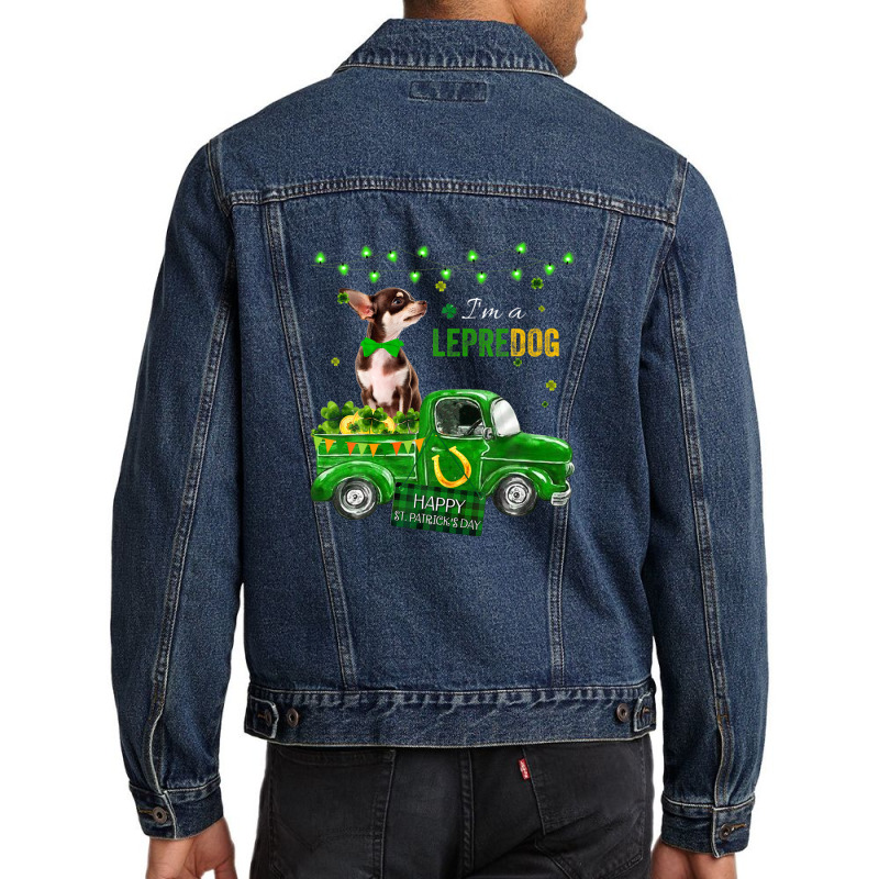 I'm A Lepredog Chihuahua Patrick's Day Shamrock For Dog Men Denim Jacket | Artistshot