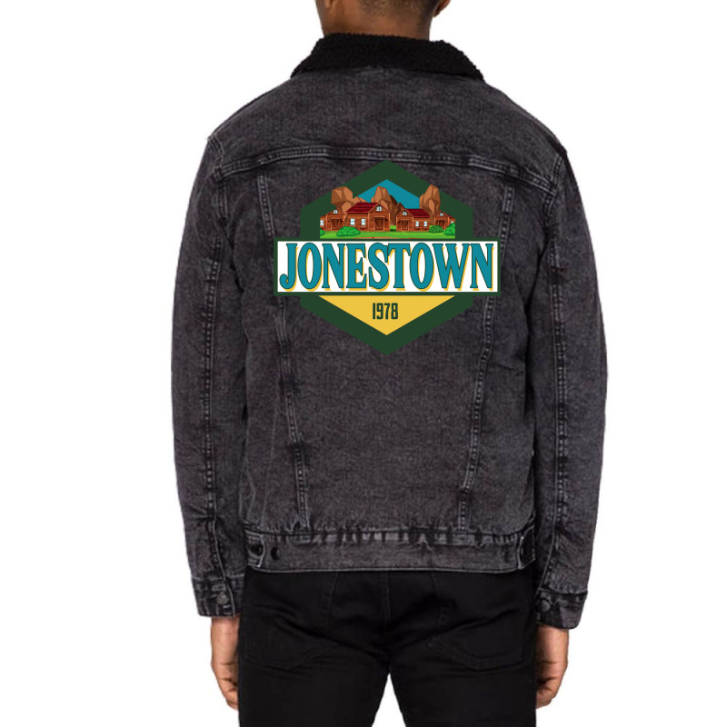 Jonestown   Addams Family Travel Badge Unisex Sherpa-Lined Denim Jacket by sinauutolm | Artistshot