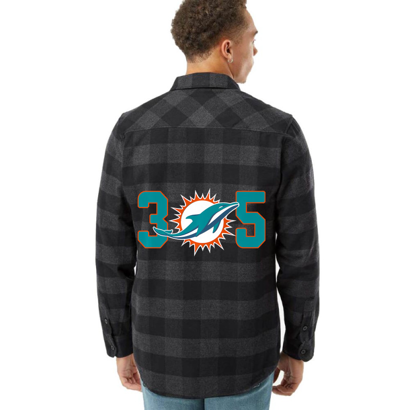 305 Modern Miami Football, Cool Dolphin, Tailgate Party Fan Premium Flannel Shirt | Artistshot