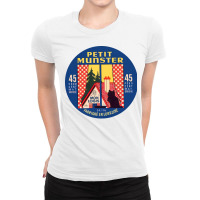 Petit Munster    Vintage Francophile Cheese Label Ladies Fitted T-shirt | Artistshot