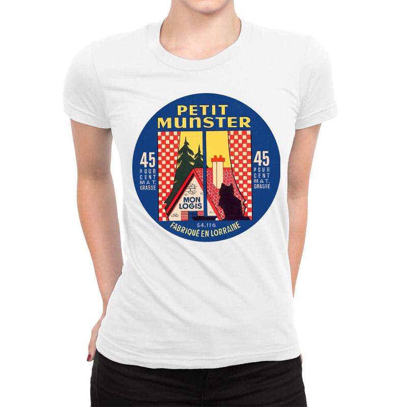 Petit Munster    Vintage Francophile Cheese Label Ladies Fitted T-Shirt by bozebsimanoh | Artistshot