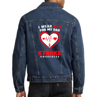 Stroke Awareness  - I Wear Red For My Dad Men Denim Jacket | Artistshot