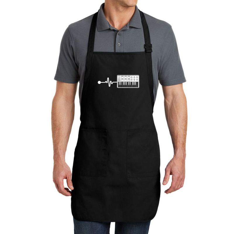 Modular Synthesizer Techno Keyboard Heartbeat T Shirt Full-length Apron | Artistshot