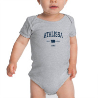 Atalissa Iowa Ia Vintage Athletic Navy Sports Design Baby Bodysuit | Artistshot