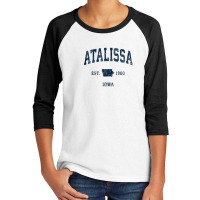 Atalissa Iowa Ia Vintage Athletic Navy Sports Design Youth 3/4 Sleeve | Artistshot