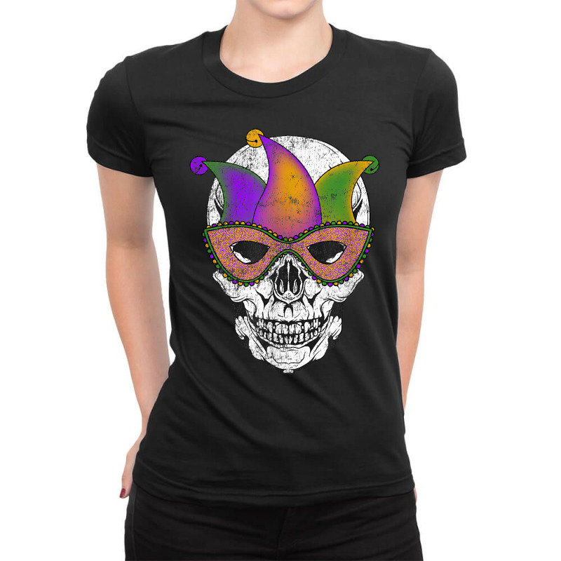 Mardi Gras Skull Shirt Party Mask Parade Costume T Shirt Ladies Fitted T-Shirt by adam.troare | Artistshot