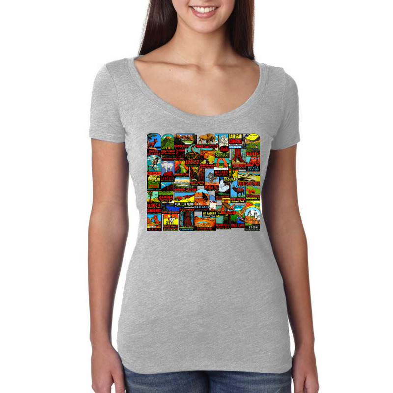 American National Parks Vintage Travel Decal Bomb Women's Triblend Scoop T-shirt by hydriberolh | Artistshot