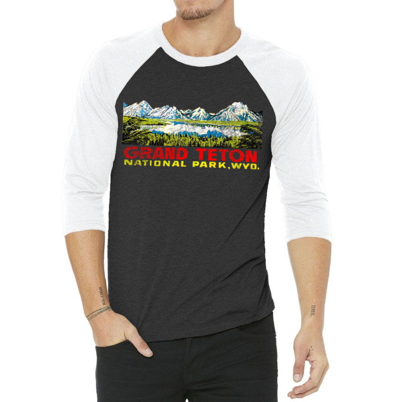 Grand Teton National Park Vintage Travel Decal 2 3/4 Sleeve Shirt by sephjomafafos | Artistshot