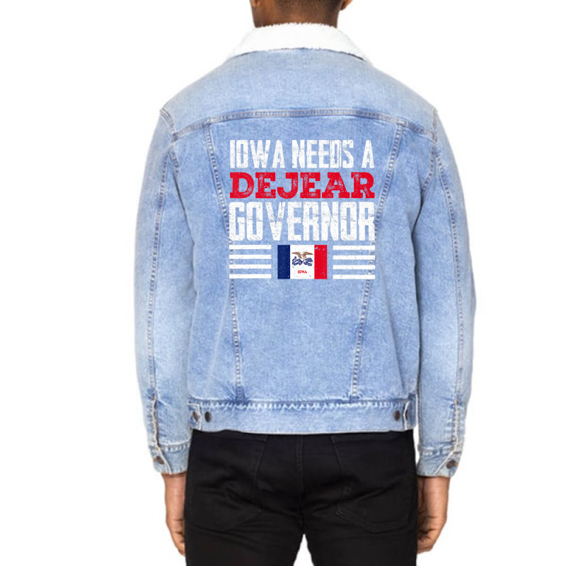 Iowa Needs A Dejear Governor Deidre Dejear 2022 Iowa Vote Unisex Sherpa-lined Denim Jacket | Artistshot