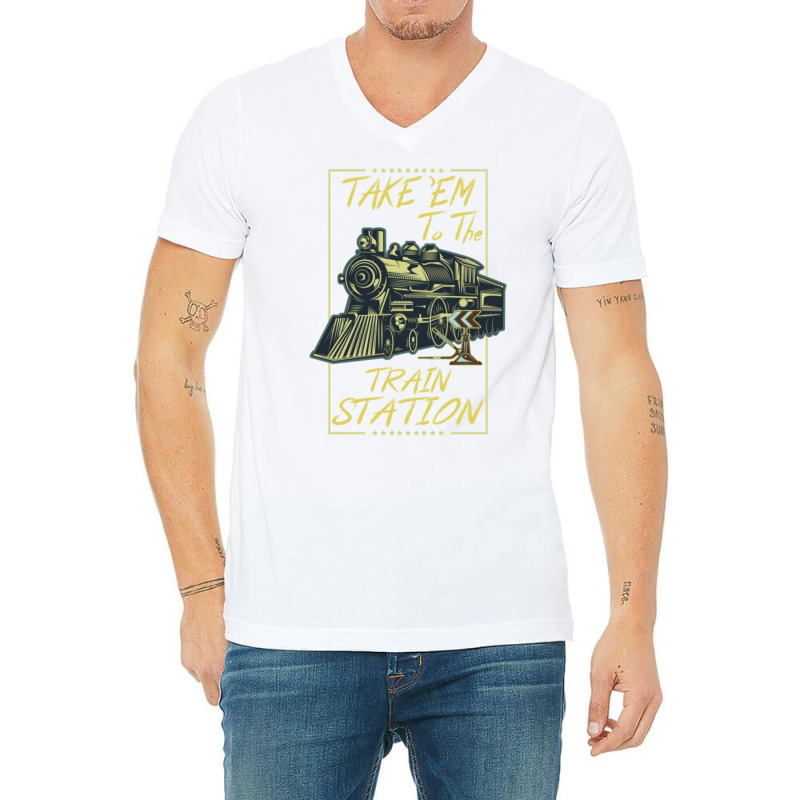 Take Em To The Train Station V-Neck Tee by ceinmedulz | Artistshot